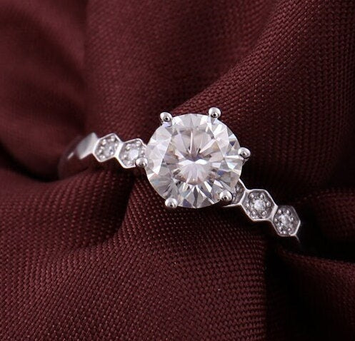 1 CT Moissanite Sterling Silver Adjustable Ring