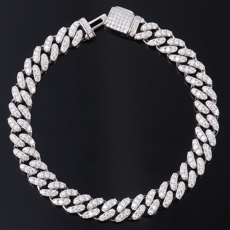 Cuban Link Bracelet or Necklace – 925 Sterling Silver with 18K Gold Plating, Moissanite