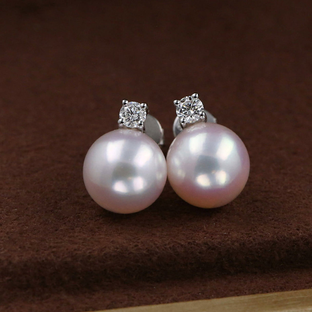 Classic Japanese Akoya Pearl with Diamond Stud Earrings