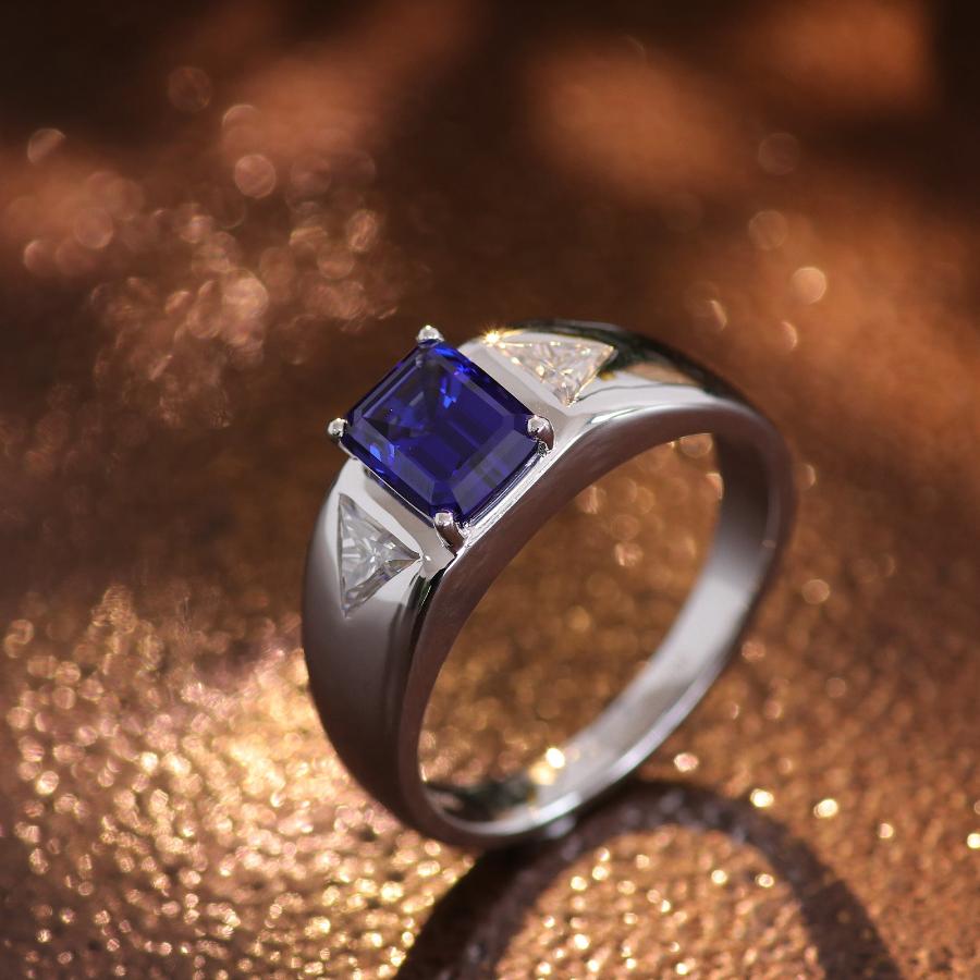 Customized 3.5CT Blue Sapphire Gold Ring