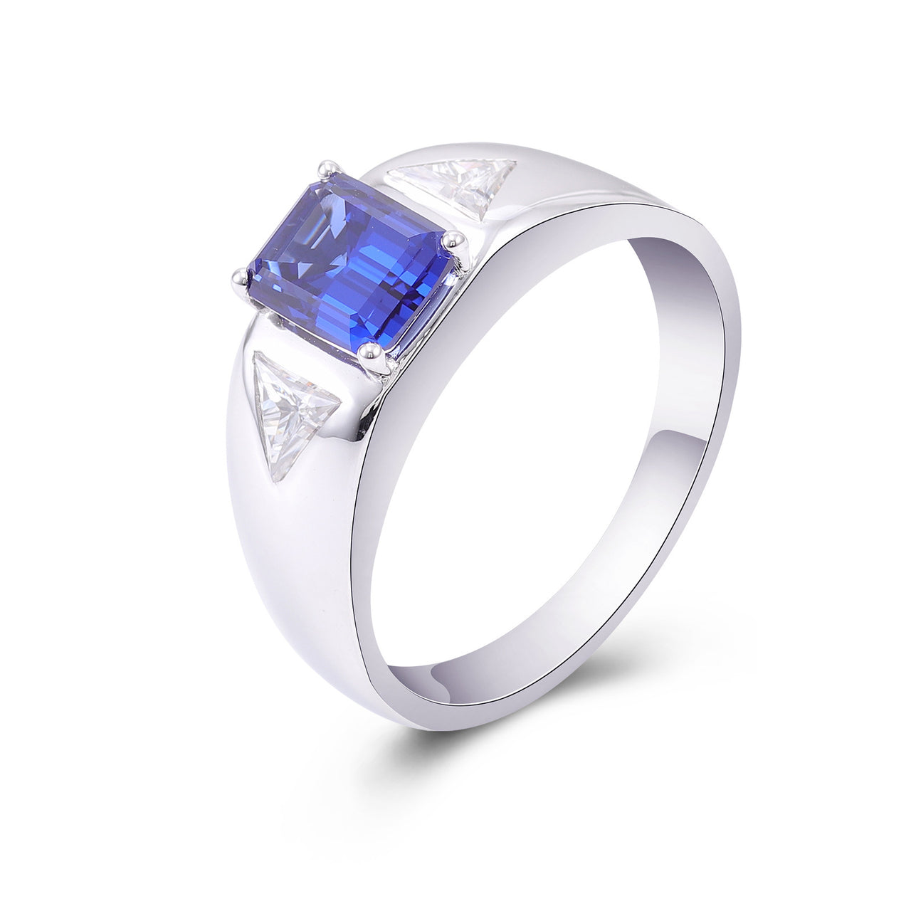 Customized 3.5CT Blue Sapphire Gold Ring