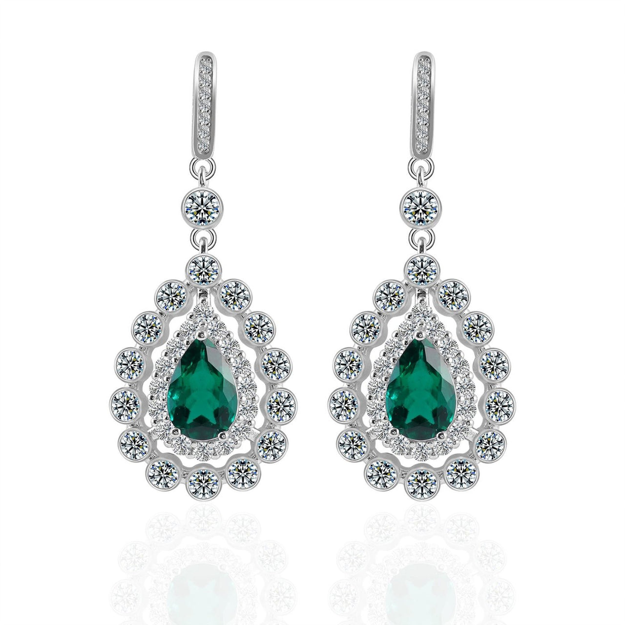 Emerald Pear Shaped Drop Earrings, Droplet, Teardrop