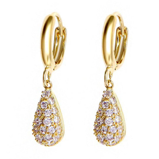 Micro-Pave CZ Diamond Teardrop Earrings