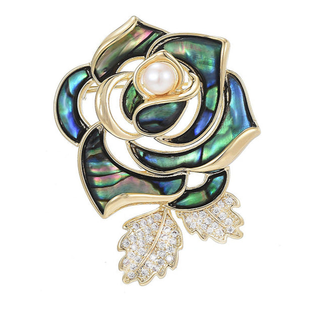 Black Abalone Shell Flower Pearl Brooch Pin