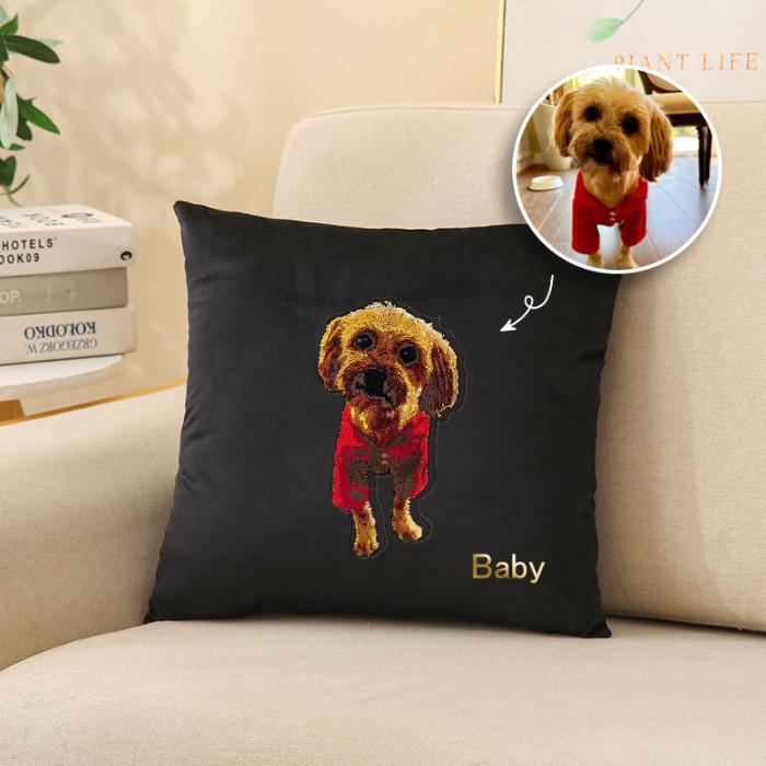 Personalized Pet Silk Velvet Throw Pillow Cover