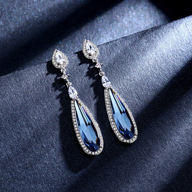 Blue Crystal Teardrop Earrings