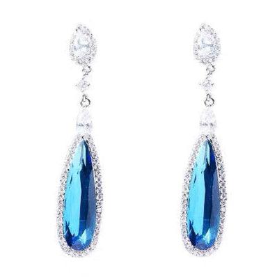 Blue Crystal Teardrop Earrings