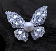 Silver-Handcraft-Zircon-Freshwater-Pearl-Butterfly-Brooch1