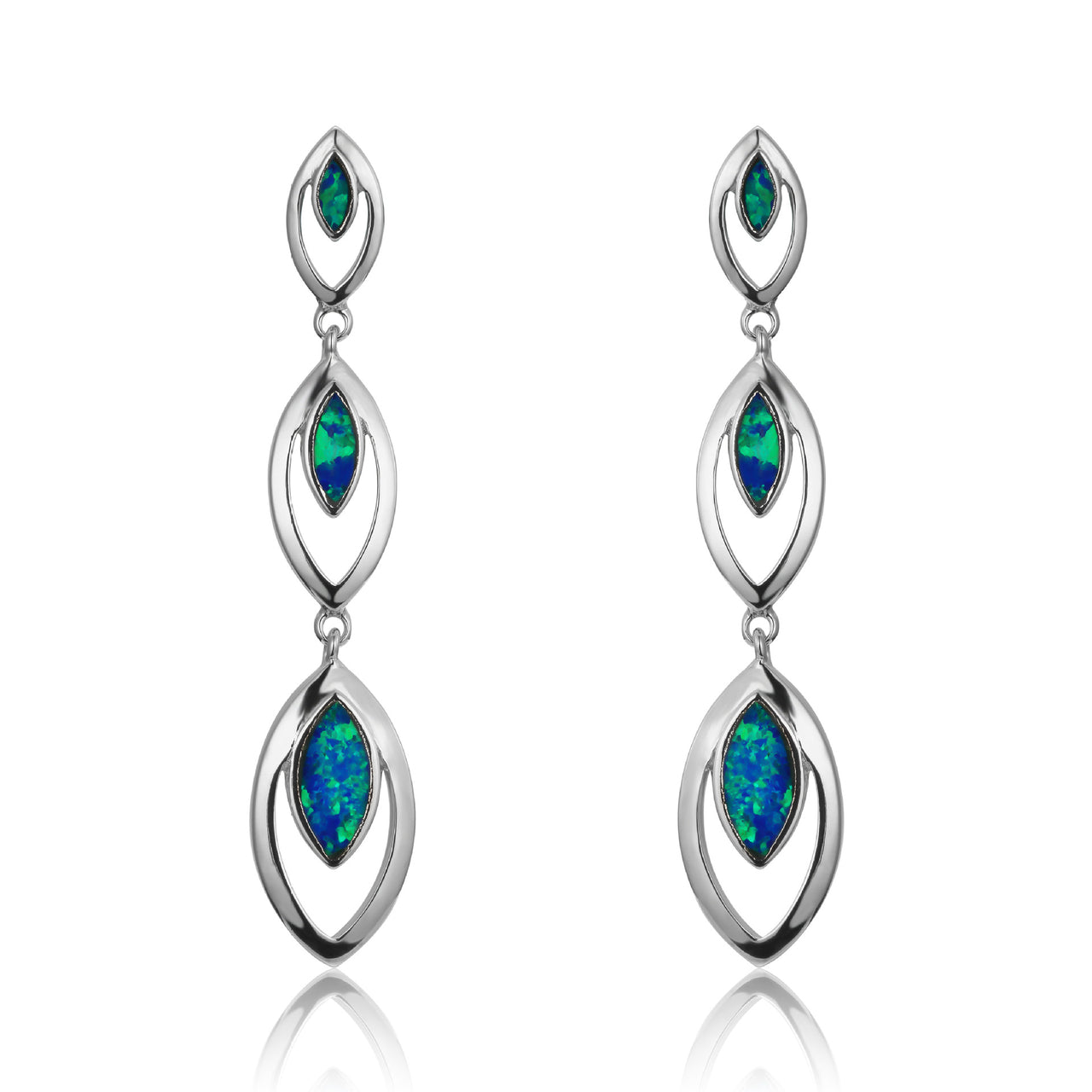 Blue Opal Marquise Drop Earrings