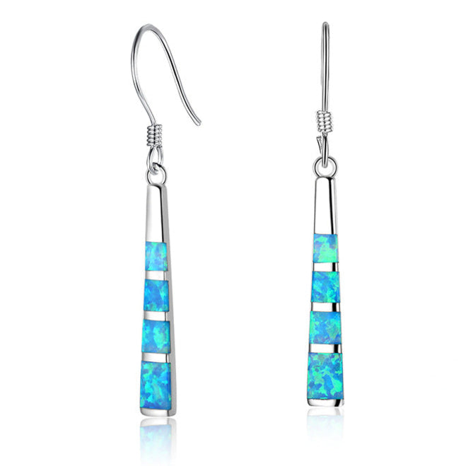 Blue Opal Elongated Earrings