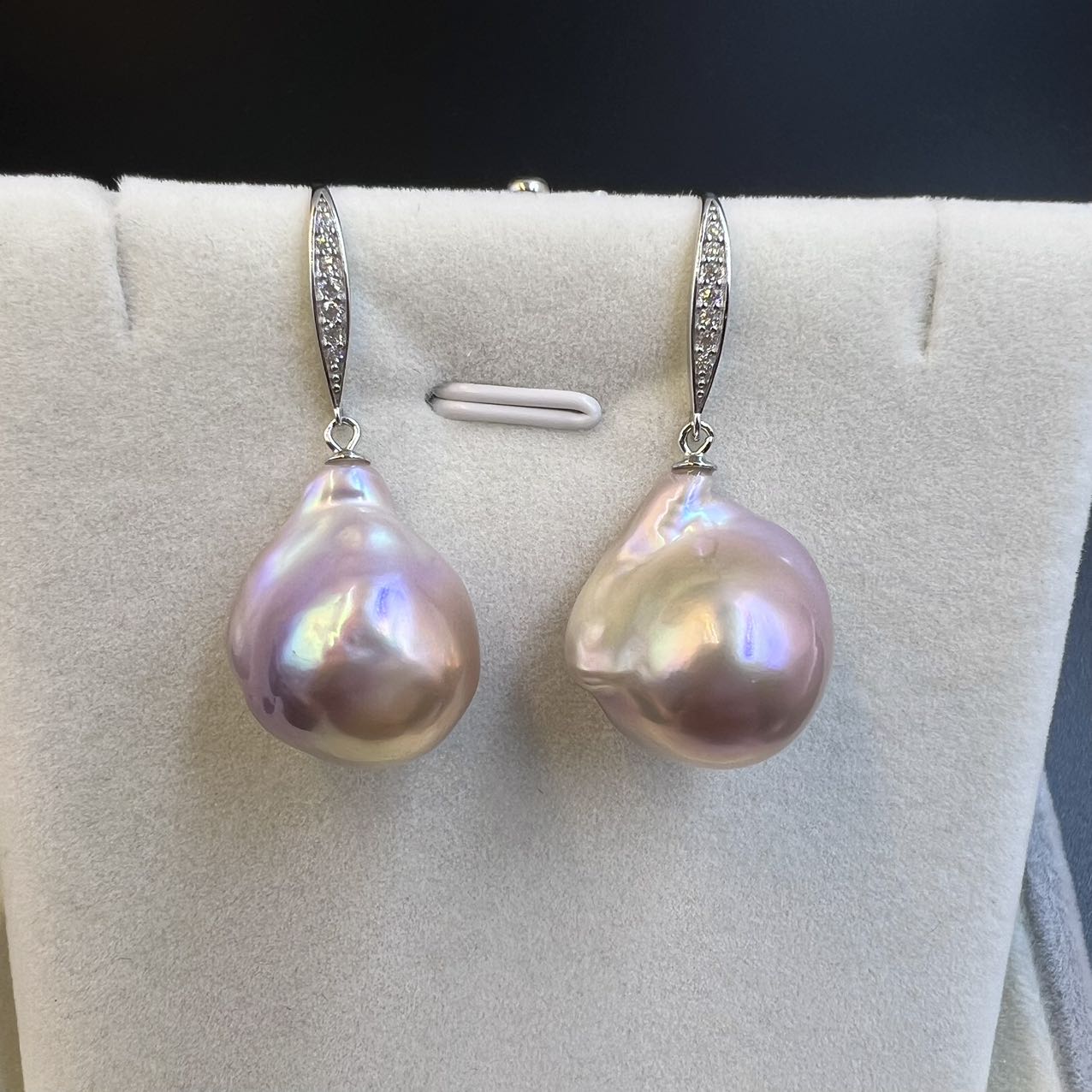 Large Colorful Natural Baroque Pearl Drop Earrings