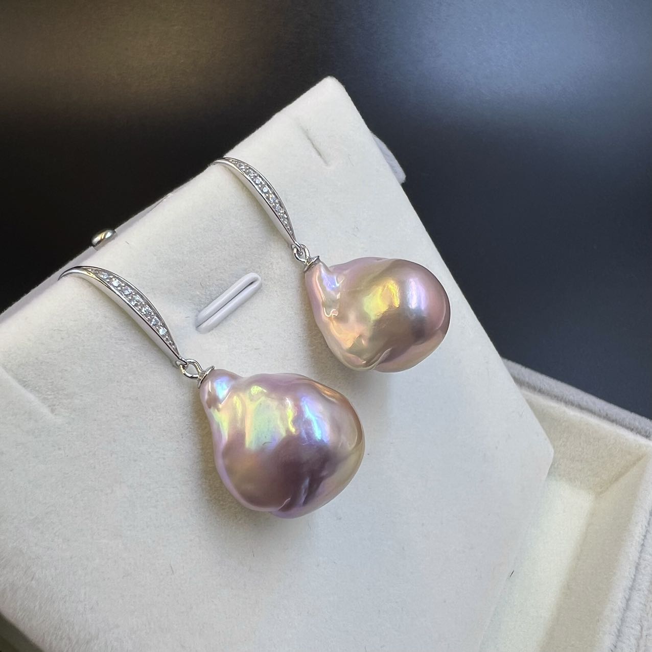 Large Colorful Natural Baroque Pearl Drop Earrings