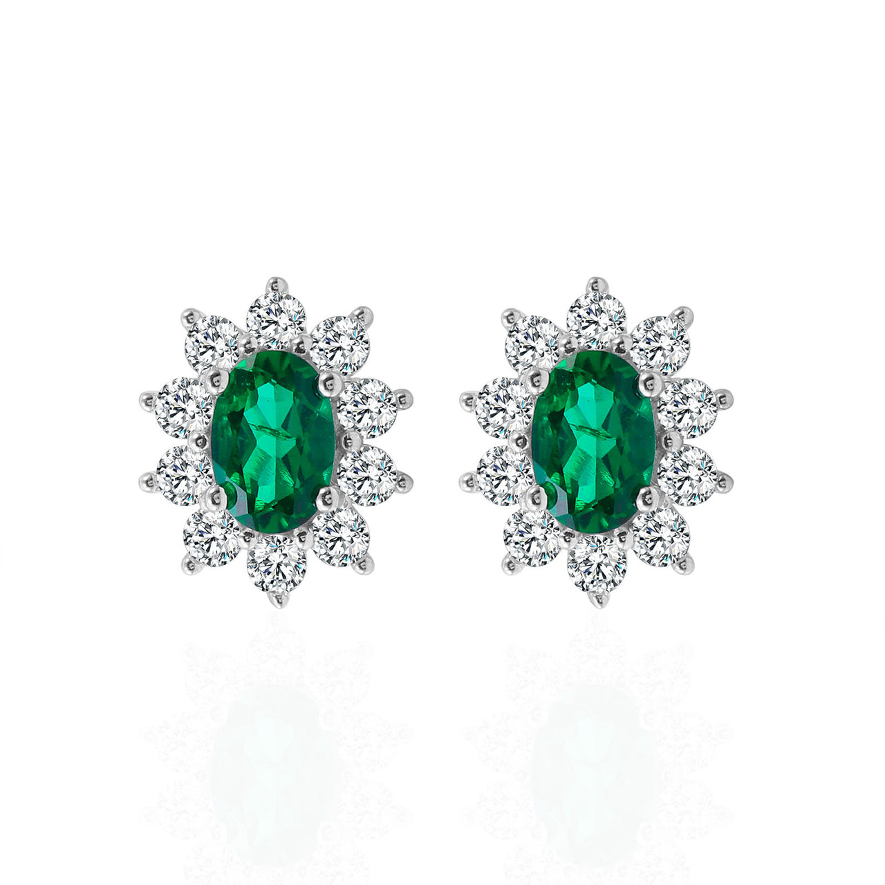 Emerald Floral Snowflake Stud Earrings