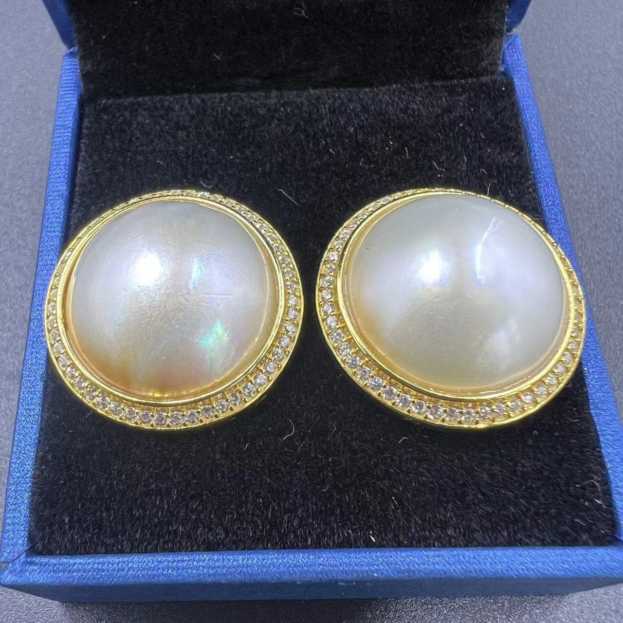 White Round Freshwater Mabel Pearl Sterling Silver Stud Earrings