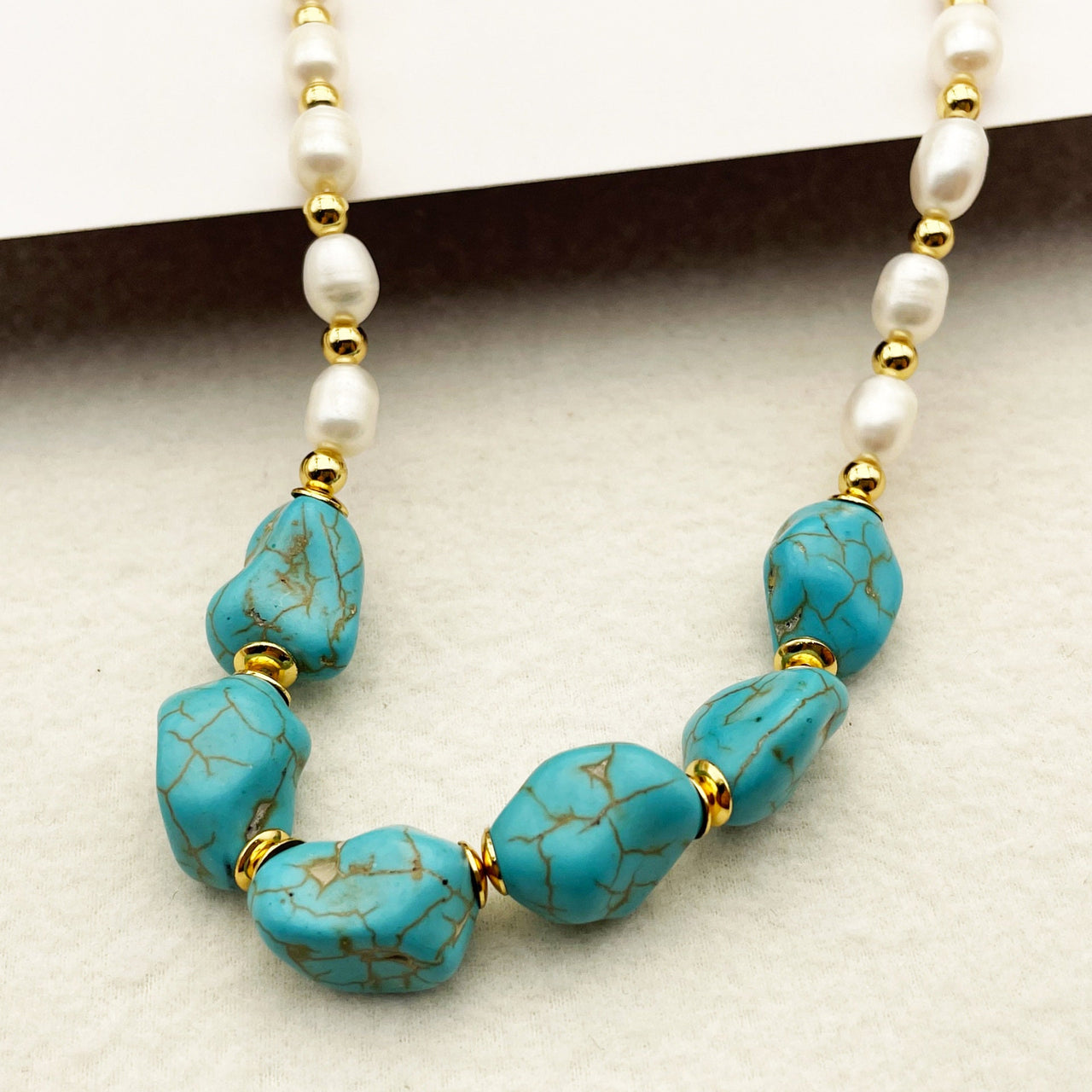 Vintage Turquoise and Natural Pearl Necklace