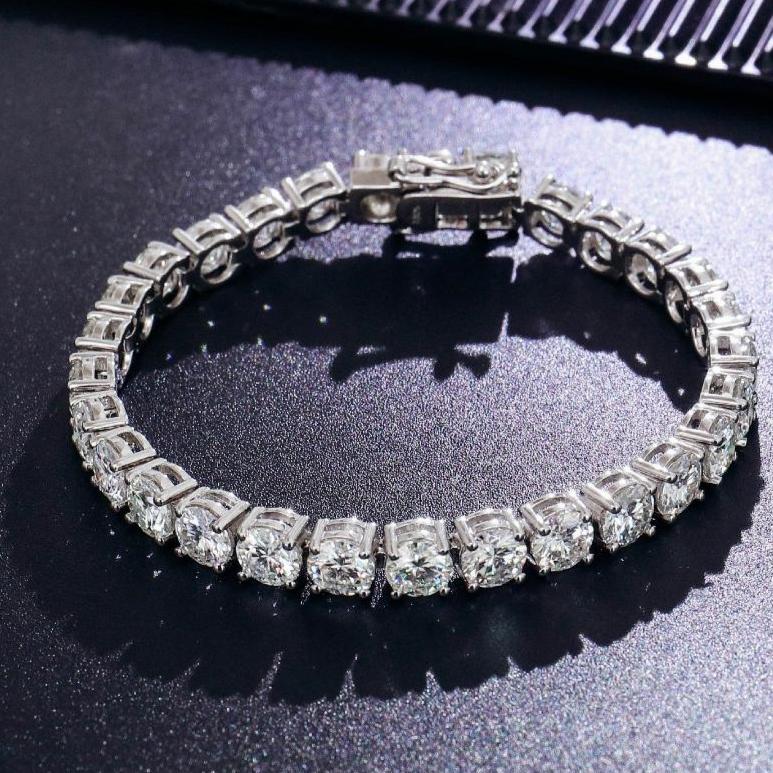 Moissanite Diamond Sterling Silver Tennis Bracelet