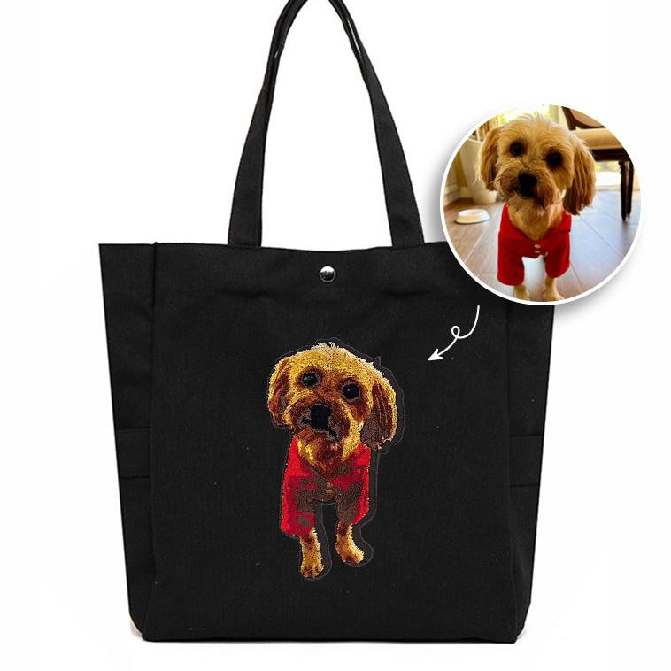 Personalized Pet Canvas Tote Bag with Tufting Embroidery