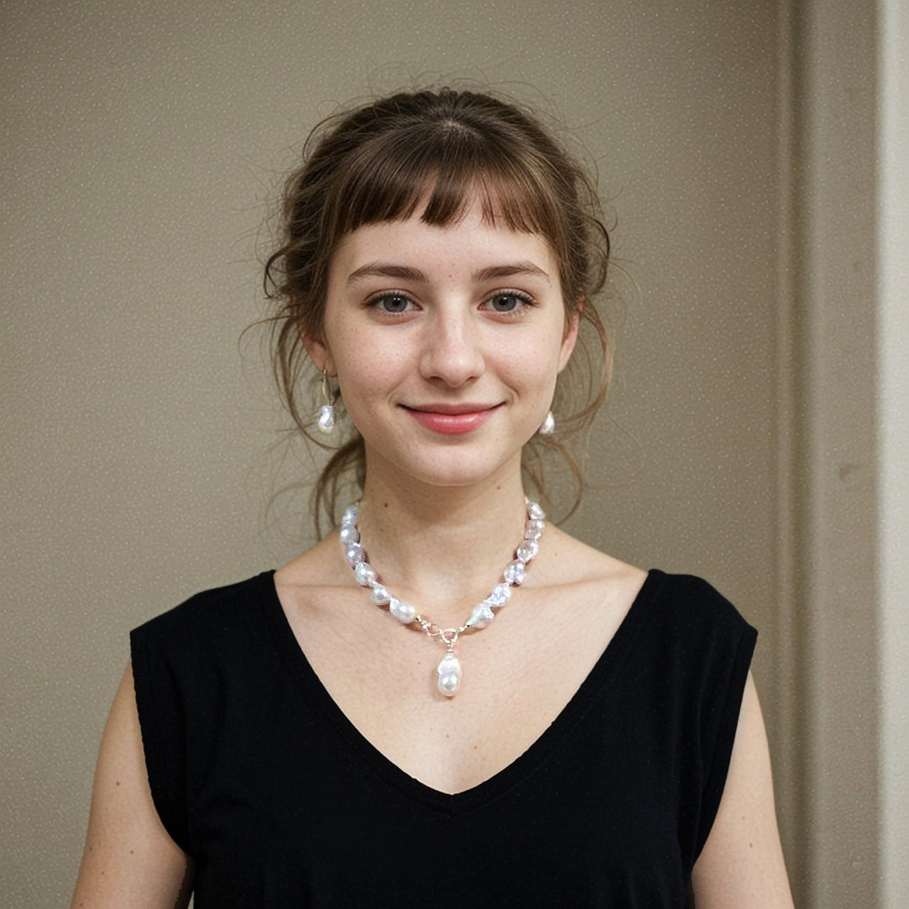 Large White Natural Baroque Pearl Drop Earrings