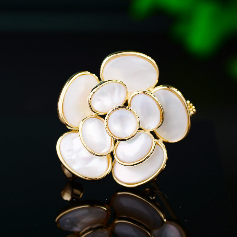 White Mother-of-pearl Flower Brooch